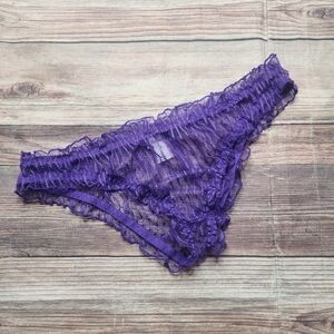 5/$15 Elegant Moments Sheer Mesh Ruffle Purple Panties
